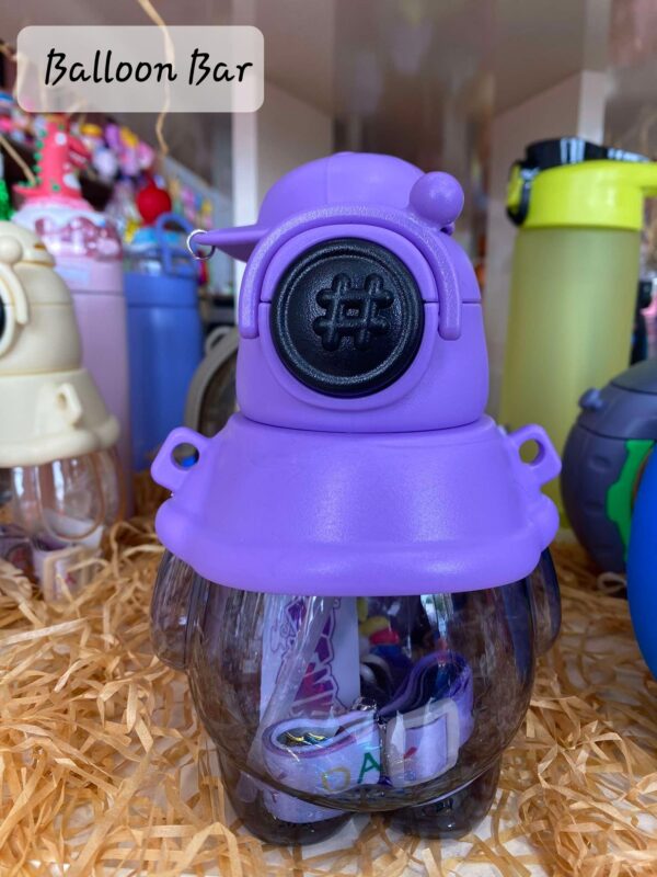 1000 ml School Water Bottles for Children’s Everyday Use BPA free Tritan Material with Silicone Straw with Push Button Water Purple - Image 2