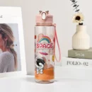 Space-Themed Astronaut Water Bottle with Straw, Polycarbonate Lightweight PC, PVC-Free, Hand Wash Season Gift Pink