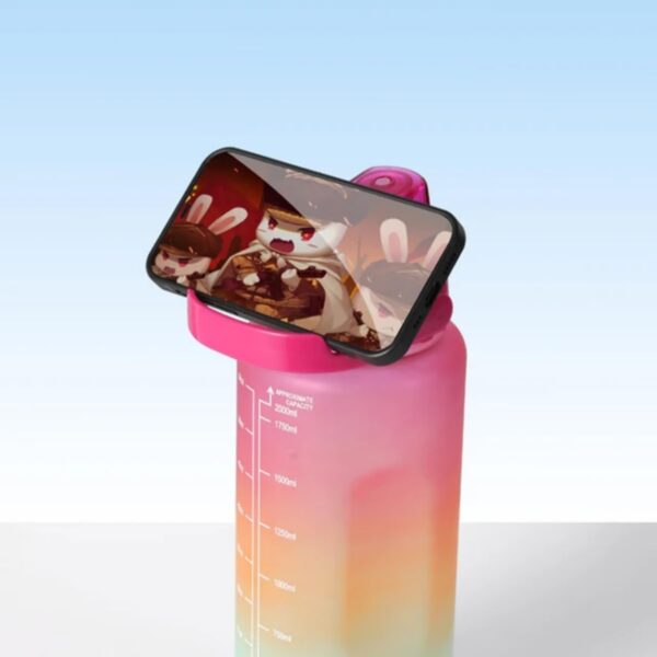 Gradient Color Motivational Drinking Water Bottle Push Button Water Bottle with Straw 3 in 1 set multicolor BPA free - Image 12