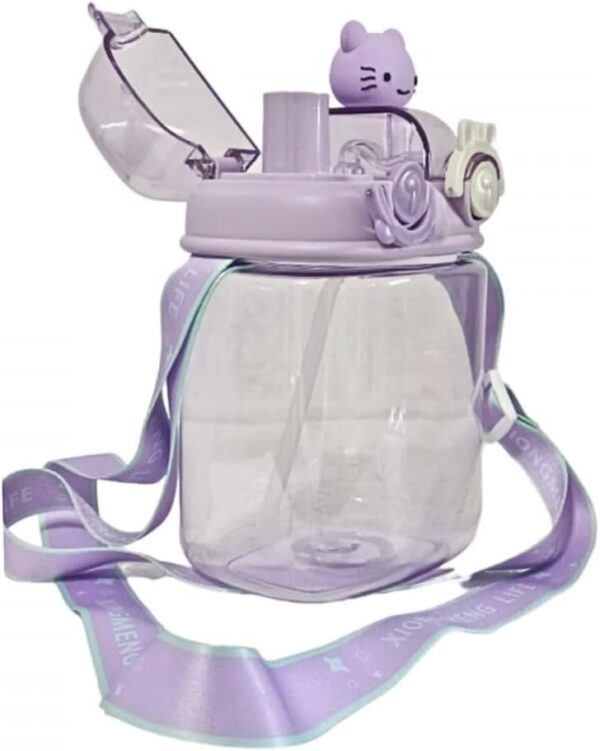 1000 ml School Water Bottles for Children’s Everyday Use BPA free Tritan Material with Silicone Straw with Push Button Water Purple