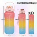 Gradient Color Motivational Drinking Water Bottle Push Button Water Bottle with Straw 3 in 1 set multicolor BPA free