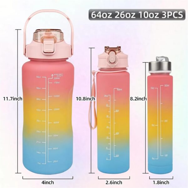 Gradient Color Motivational Drinking Water Bottle Push Button Water Bottle with Straw 3 in 1 set multicolor BPA free - Image 8