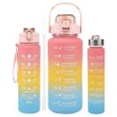 Gradient Color Motivational Drinking Water Bottle Push Button Water Bottle with Straw 3 in 1 set multicolor BPA free