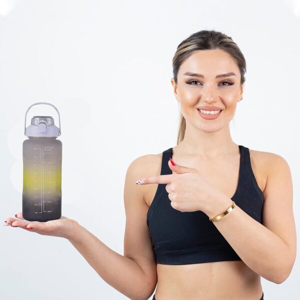 Gradient Color Motivational Drinking Water Bottle Push Button Water Bottle with Straw 3 in 1 set multicolor BPA free - Image 2
