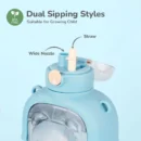 Baloo Straw Sipper Bottle 1000ml BPA free Tritan Material with Silicone Straw  Drinking Water Bottle Push Button Water Bottle with Straw Blue